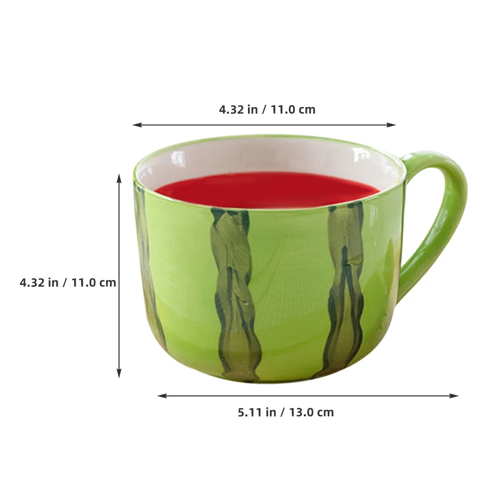 

Ceramic Watermelon Cup Spoon Home Breakfast Milk Coffee Mug Safe Material Practical Convenient Tabletop