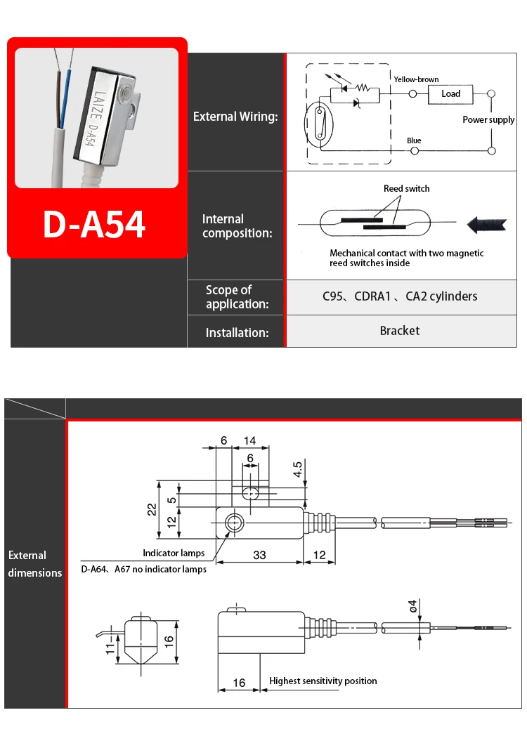 Laize magnet sensor magnetisch gesteuerter schalter für zylinder CS1-F, u, j, s, g; DS1-M; D-B, D-Z – Detail 18