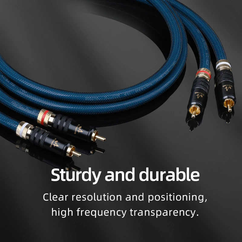 ATAUDIO 1 Pair Rca Cable G5 Top Grade Silver Plated RCA Male to Male Cable