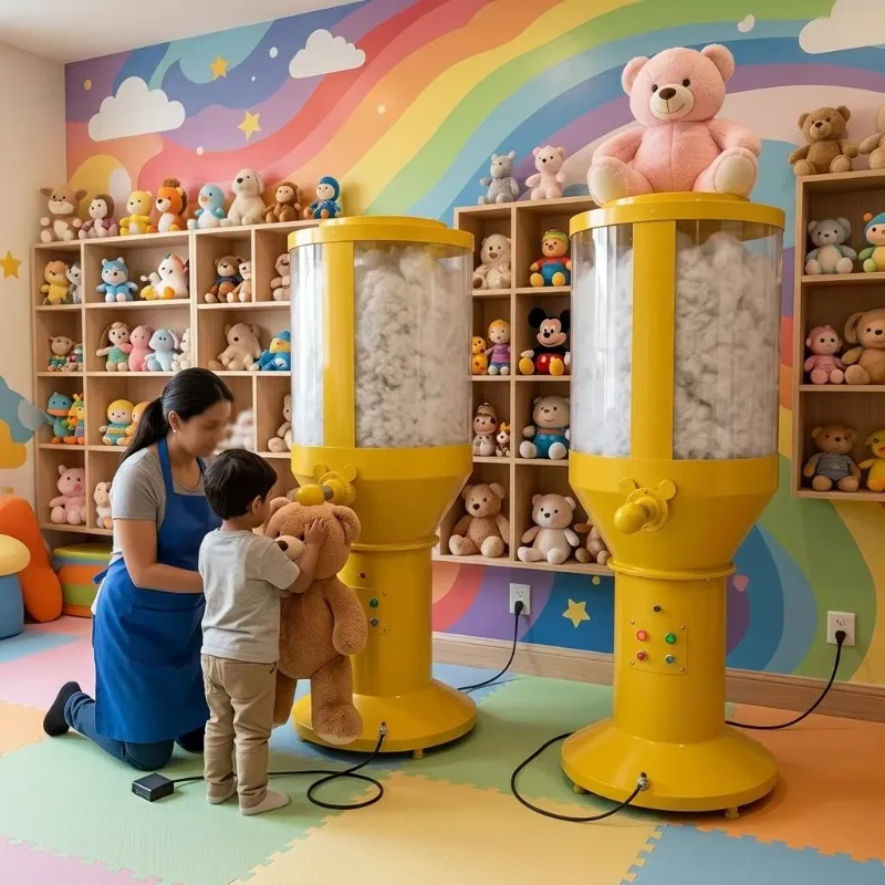 High Stability DIY Teddy Bear Stuffing Machine Foot Pedal Switch PP Cotton Pearl Ball Fiber Filling Machine Logo Customization