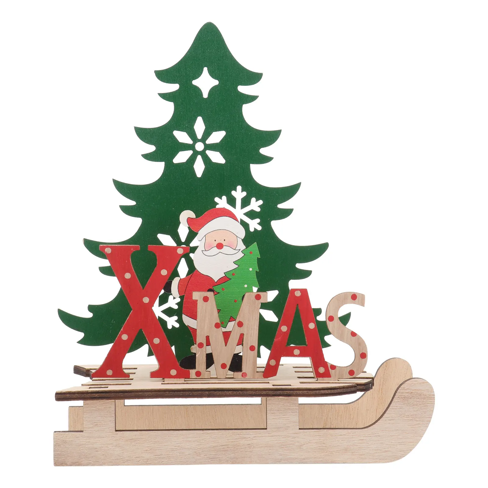 

Wooden Puzzle Sled Car Christmas Decor Desktop Ornament Premium Material Safe Smooth Edge Fine Workmanship Beautiful Artwork Add