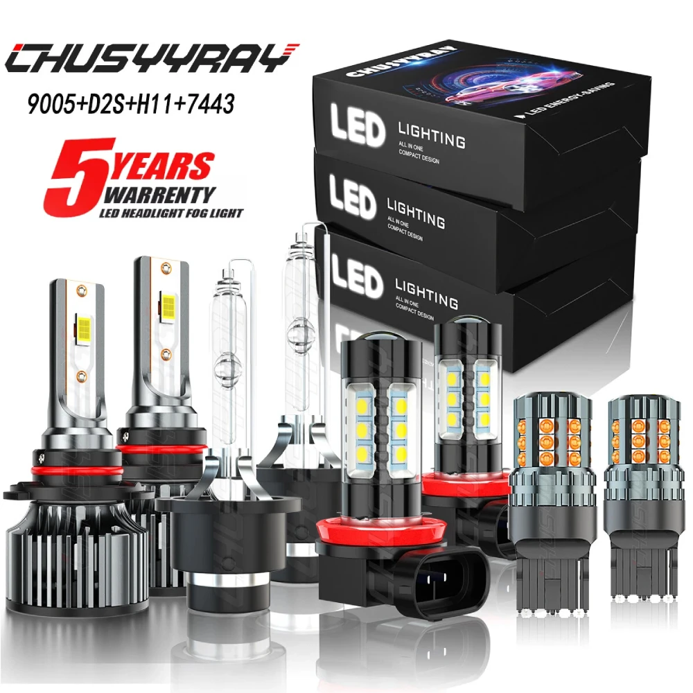 

For Acura ZDX 2010-2013 8x Canbus 9005 D2S H11 7443 LED HID Headlight Turn Lamp Fog Light Bulbs 9-32V 6000K 100000LM Plug & play