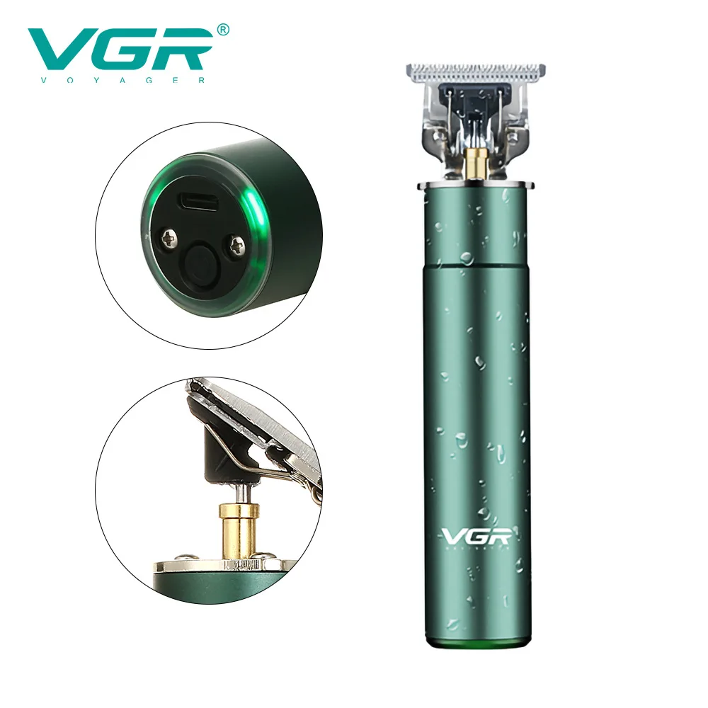 VGR 186 Hair Clipper Barber Professional Personal Care Rechargeable Electric Engraving T-shaped Blade USB Metal Washing VGR