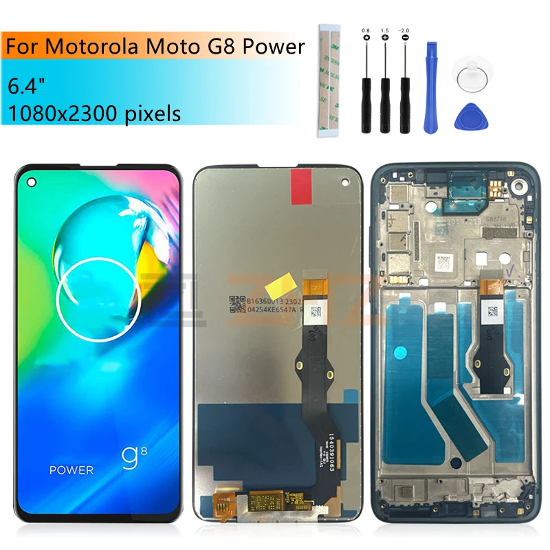 For Motorola Moto G8 Power LCD Display Touch Screen Digitizer Assembly With Frame Display Replacement Repair Parts Free Tools