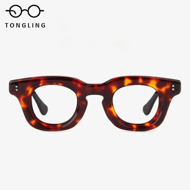 Top-Notch Fashionable Women Trendy And Individualistic Oval HighQuality Acetate Men Retro Thick-Framed Handcrafted Glasses Frame