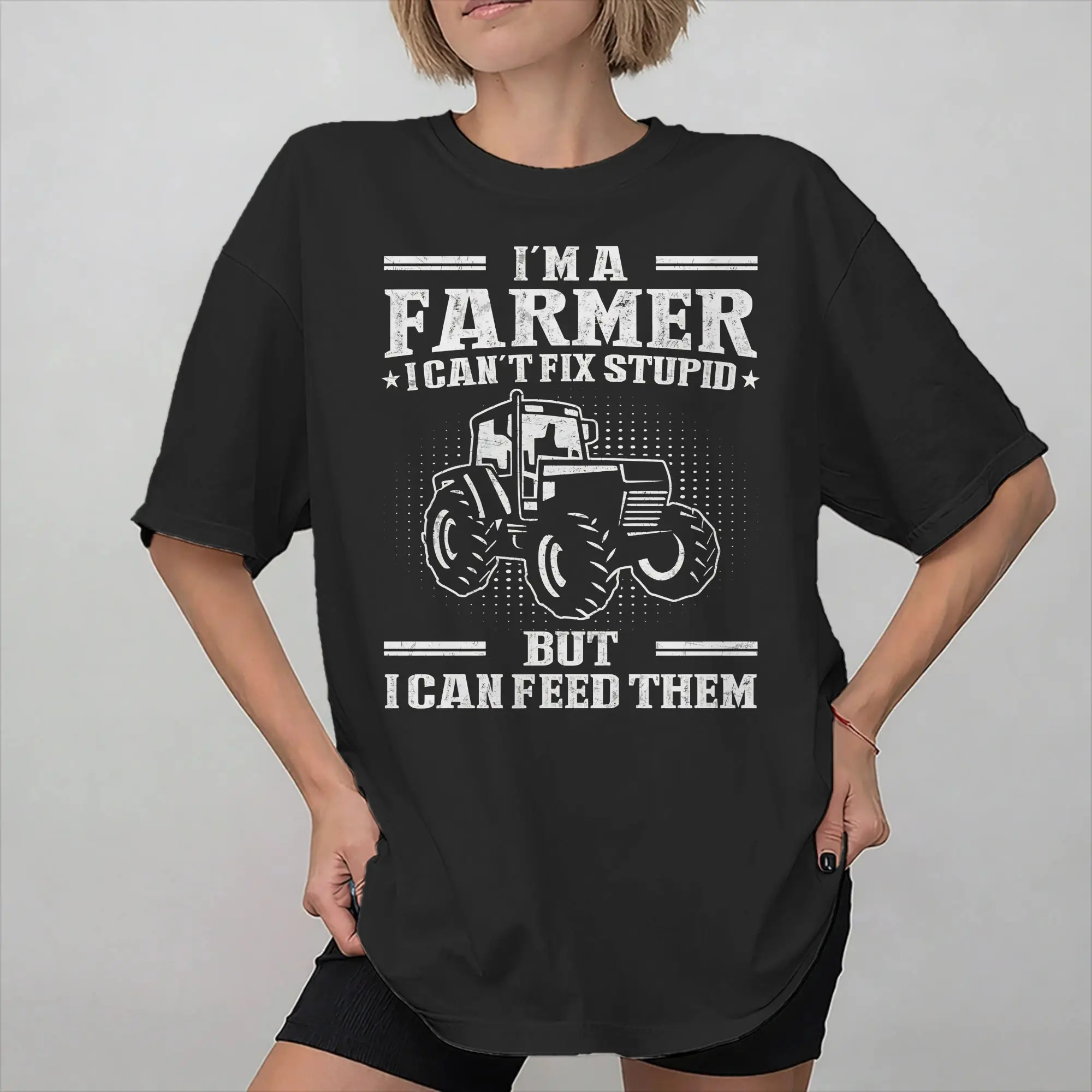 Men Women Graphic Printed I'm a Farmer I Cant Fix Stupid But I Can Feed Them  Tee T Shirt 100% Cotton  T-shirts Clothing