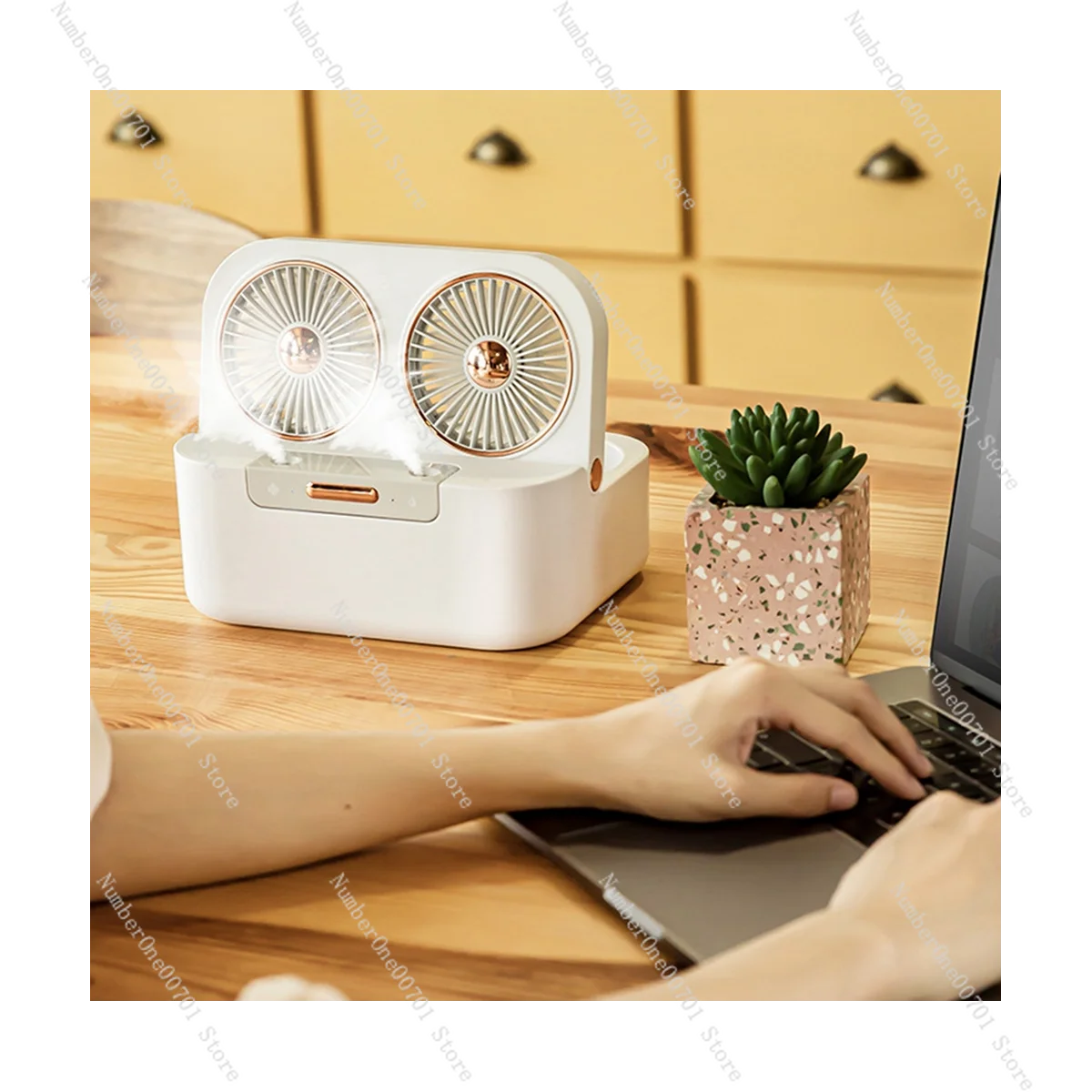 Summer Cool Double-Blade Spray Fan USB Desktop Air Conditioning Fan Office Portable Water-Cooled Mute Spray Fan 1