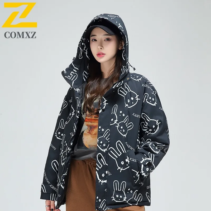 COMXZ 2025 Winter New Mountain Gradient Down Jacket Unisex Same waterproof and windproof outdoor sports tactics Long Hooded Coat
