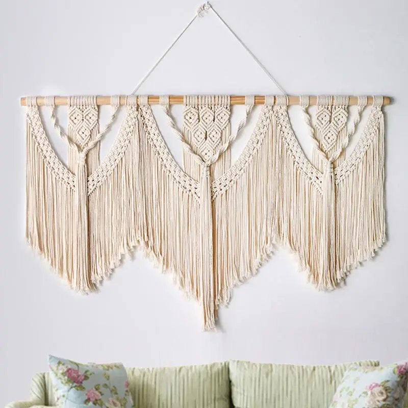 Imagem -05 - Boho Macrame Wall Hanging Decor Chic Woven Art Decoração para Quarto e Sala de Estar