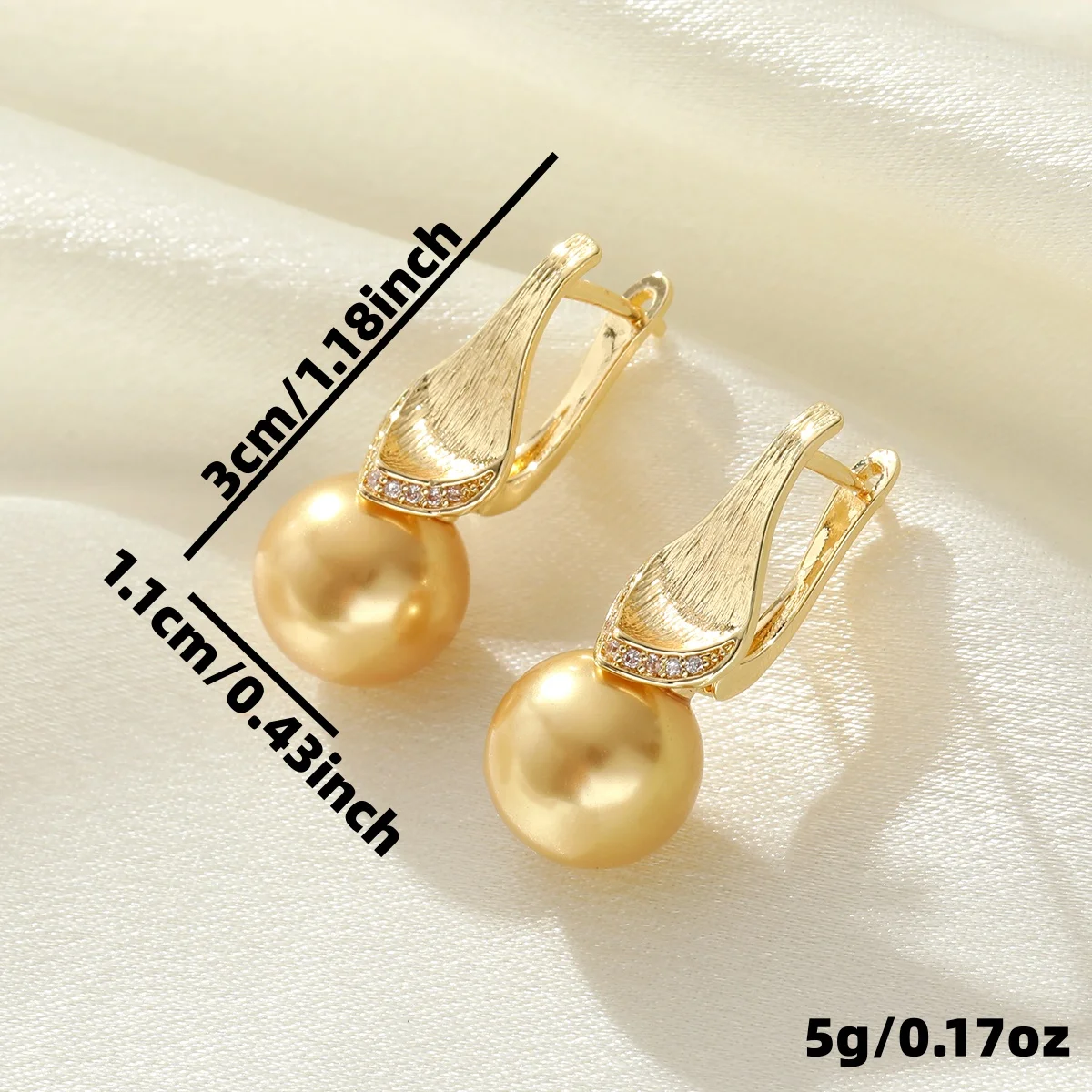 Kupferfarbene, luxuriöse, strukturierte Damenohrringe mit eingelegten synthetischen Edelsteinen, elegante Hängeohrringe für Partys – Detail 1