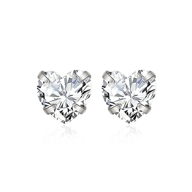 

S999 Sterling Silver Dainty Heart Zircon Studs - Fresh & Cute for Women