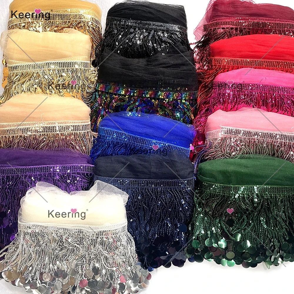 

10 ярдов блестящая бахрома с блестками, кисточка, кружево, 14 цветов, занавеска с кисточками, отделка для платья, аксессуары для рукоделия