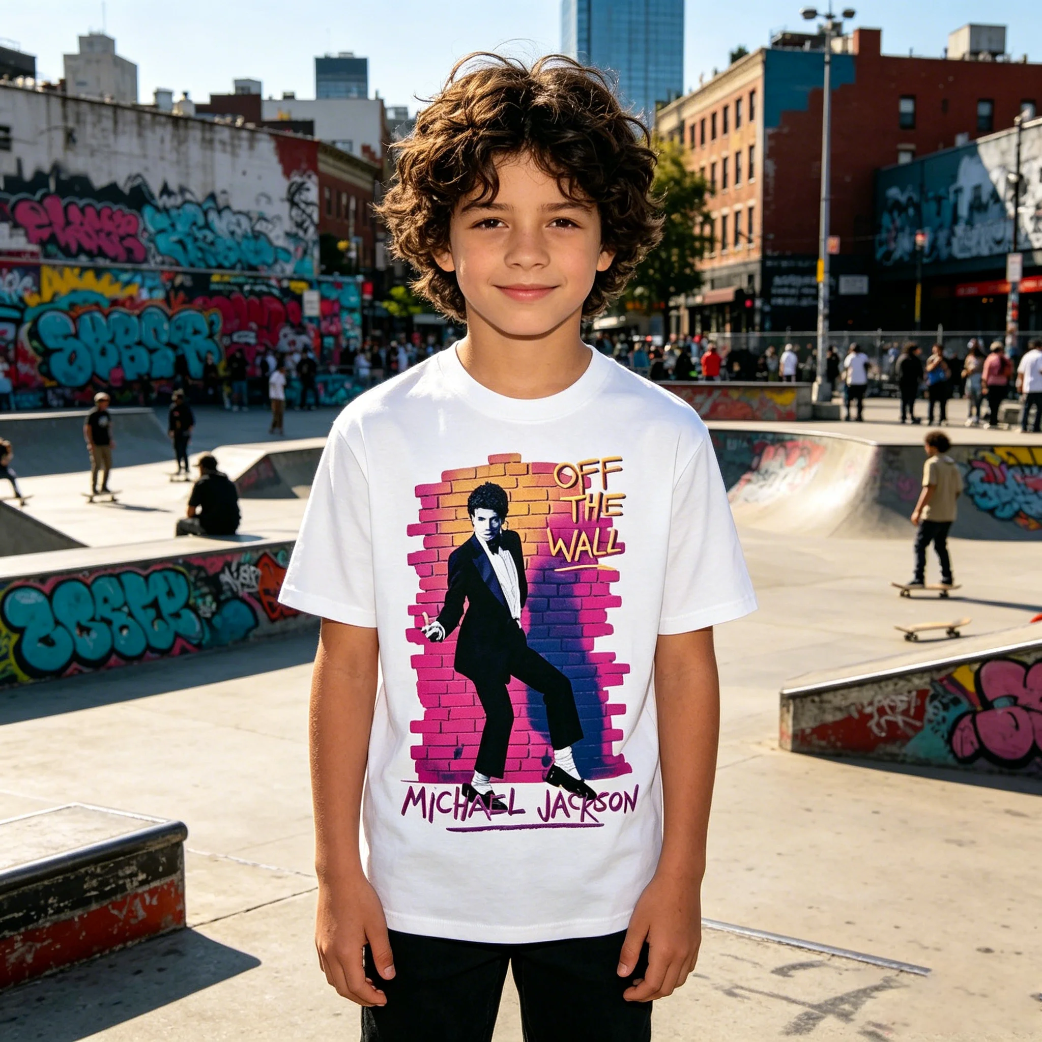 Kids Michael Jackson Portrait T-Shirt Casual Streetwear Cool Top in Multiple Sizes for Boys And Girls