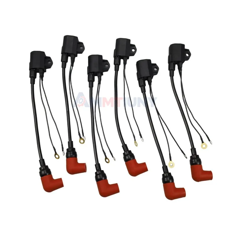 6PCS Heavy Duty Ignition Coils for Yamaha Outboard 100-225HP (2 Stroke) Replace Part Number 6R3-85570-01-00 6R3-85570-00-00