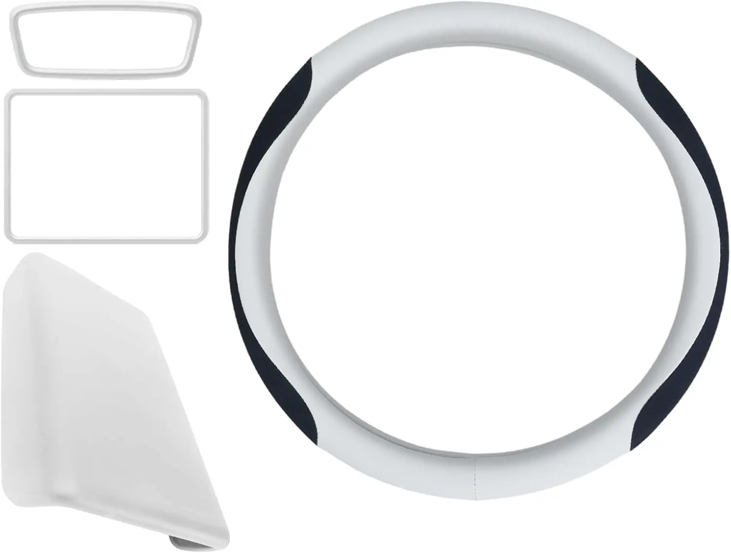 

Ultra-Thin 2mm Nappa Leather Steering Wheel & Armrest Covers for Electric Cars, Non-Slip Grip, White