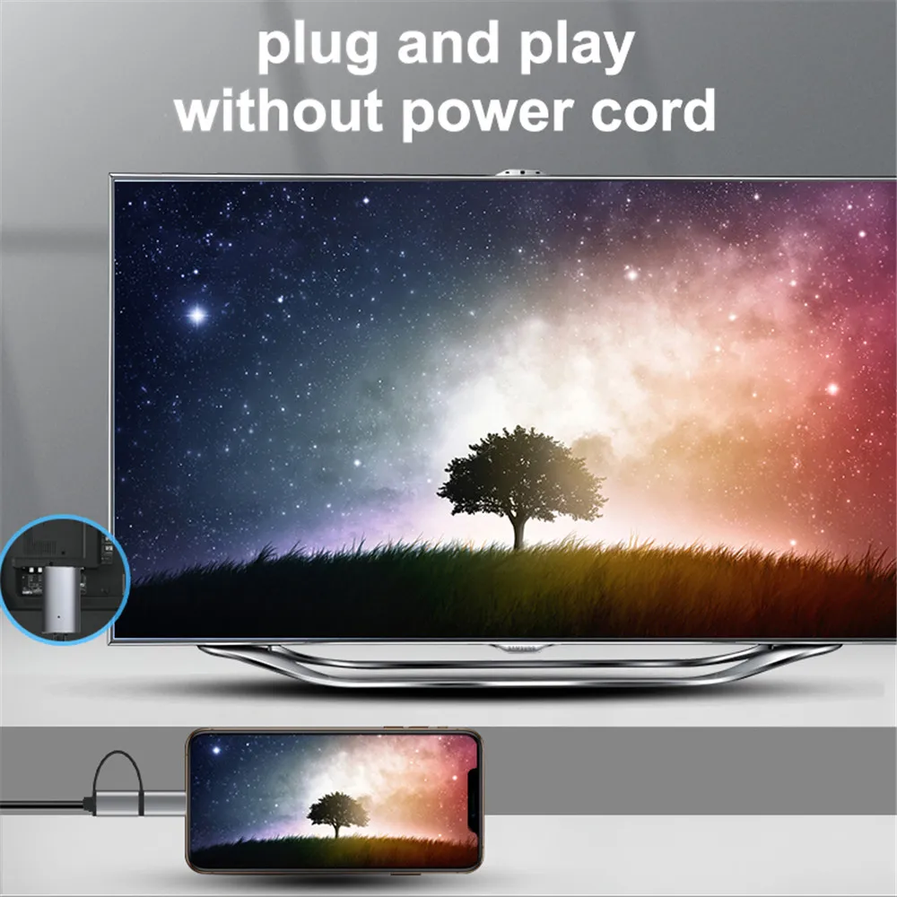 LD39 سلك HD نوع C/مايكرو USB إلى كابل متوافق مع HDMI عرض جهاز دونجل للتليفزيون لهاتف أندرويد والكمبيوتر اللوحي إلى التلفزيون