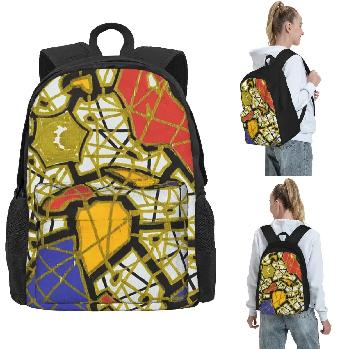 Gold Lines On Colored Spots Backpack Hot Sale Daypack Large Capacity Boys Girls BookBag School Bag Shoulder Bags for Men Women