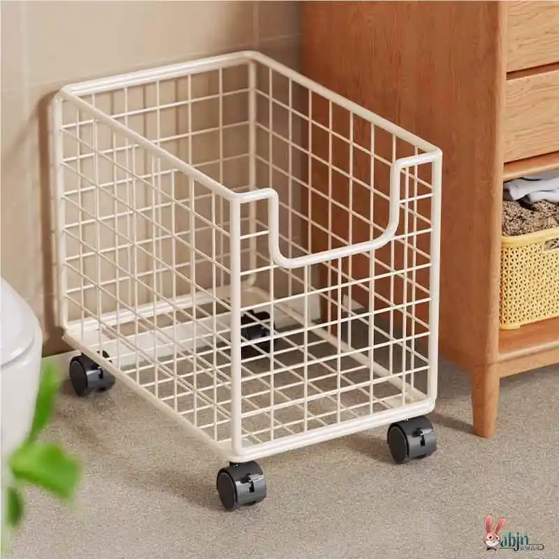 

Multi-Functional Mobile Storage Rack Single Layer Iron Material for Bathroom Kitchen Bedroom Snack Bookshelf Floor Standing
