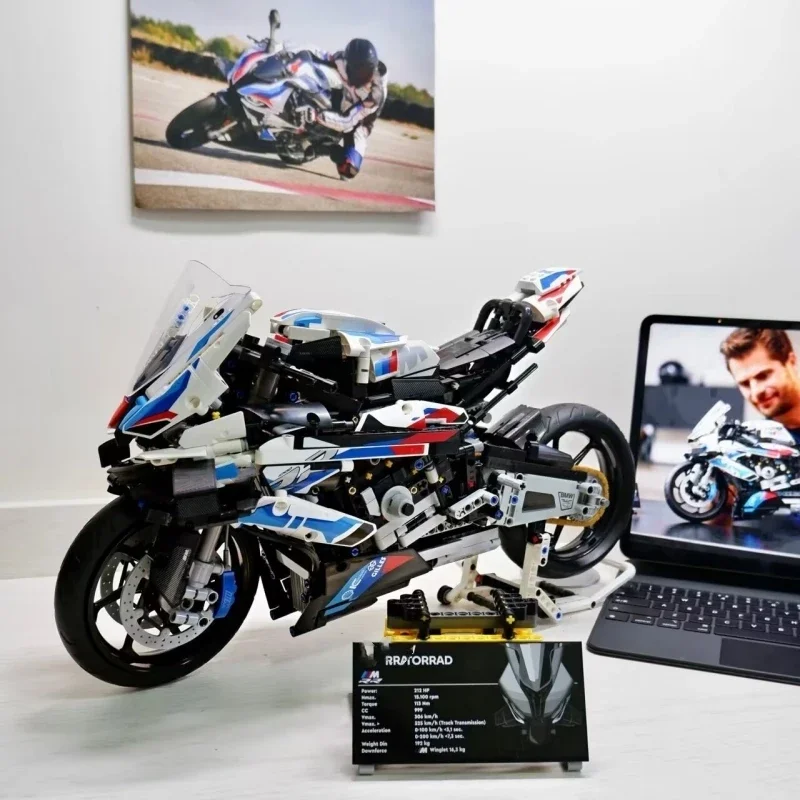 モーターサイクルモデル車両レンガおもちゃ,ビルディングブロック,技術スーパースピード,m 1000rr,42130と互換性,ギフト,1920個