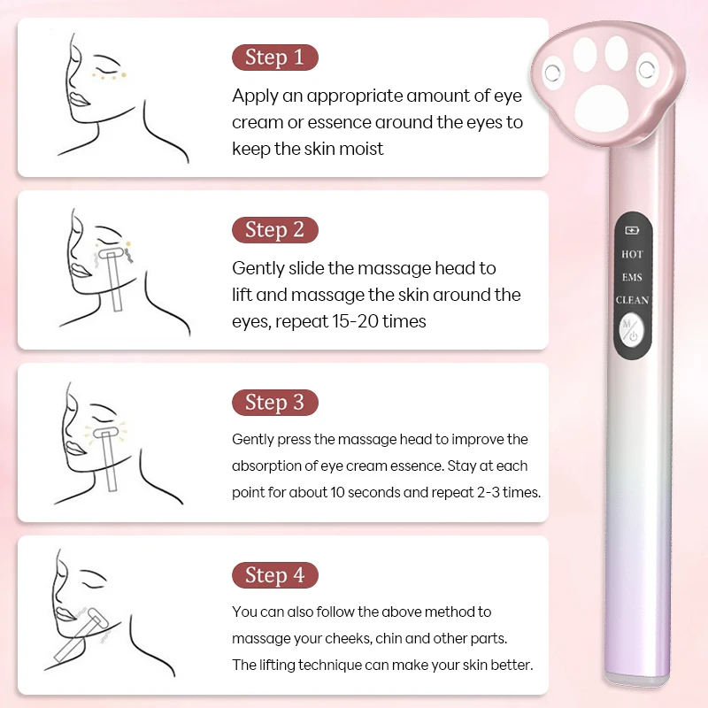 7 In 1 EMS Red Light Therapy Facial Wand กระชับผิว Anti-Aging Microcurrent ลดริ้วรอยลบความหมองคล้ําความงาม