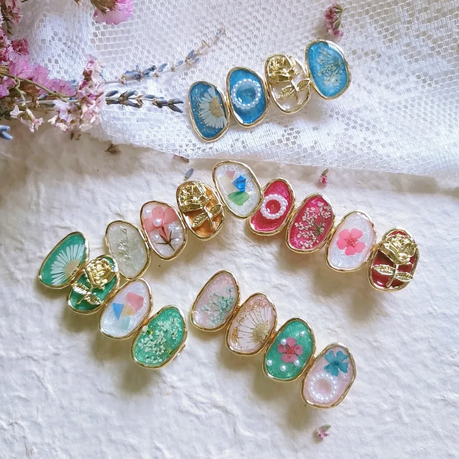 

3249 Wholesale Handmade Fresh Artistic Style Plant Dried Real Flower Hair Clip Christmas Birthday Gift Niche Retro Girly Pearl