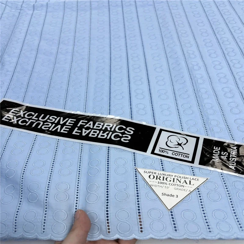 

5 ярдов, нигерийская 100% хлопок, польская атласная ткань для вышивки, высококачественная швейцарская вуаль, кружевной материал для мужчин, стиль Дубая 24L310121