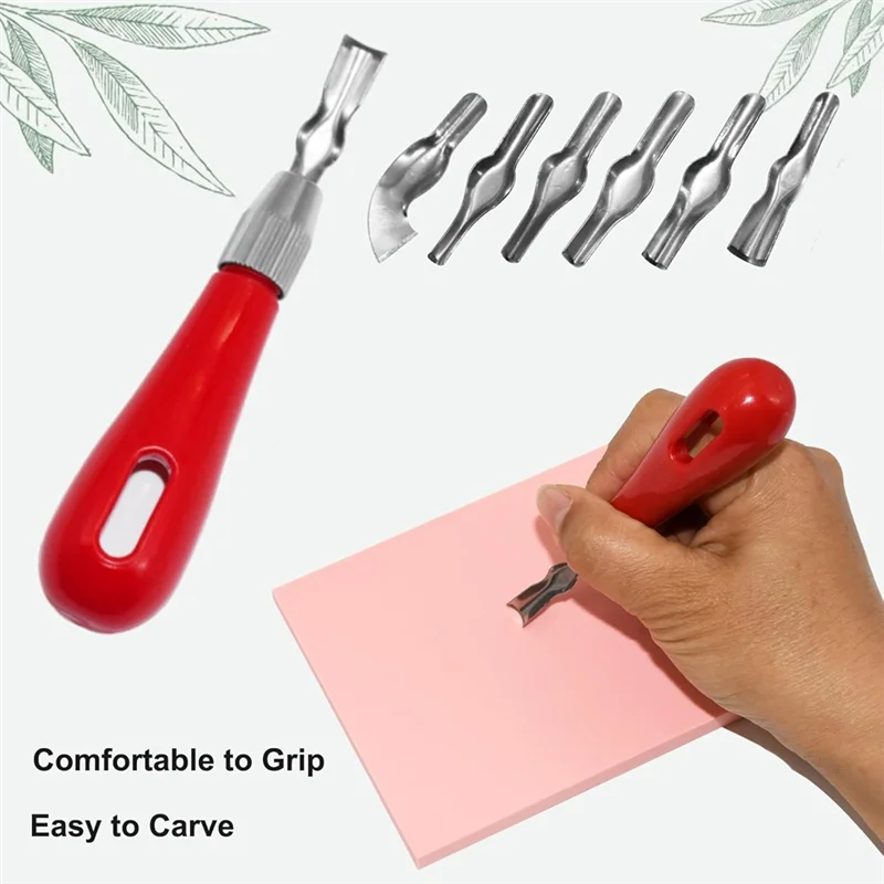 AB11-For Stamp Maker 4 Pack Rubber For Stamp Carving Blocks Linoleum Blocks With Cutter Tools Pink Rubber