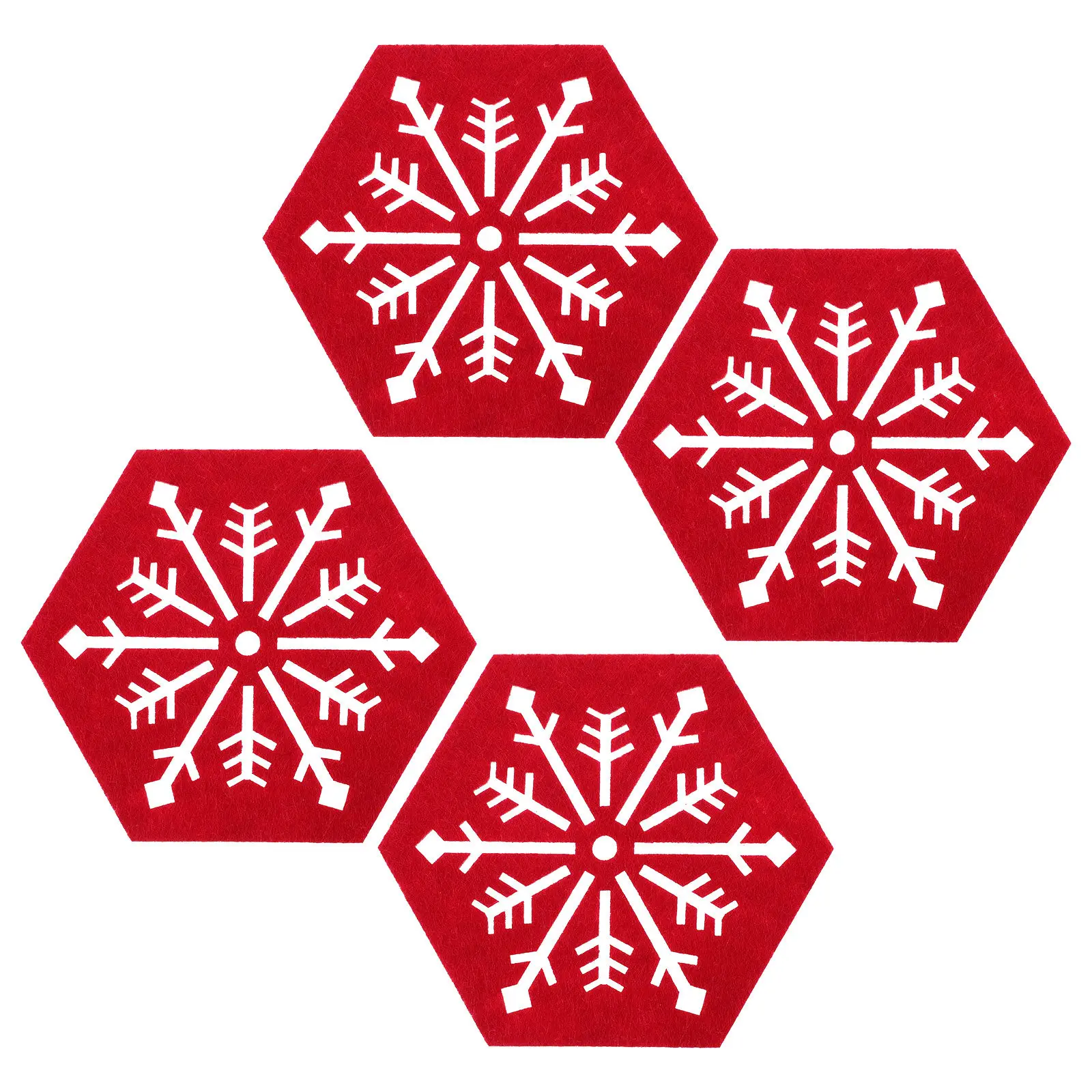 4Pcs Christmas Snowflake Mats Heat Insulation Place Mats Xmas Party Dinner Table Decoration Place Mat