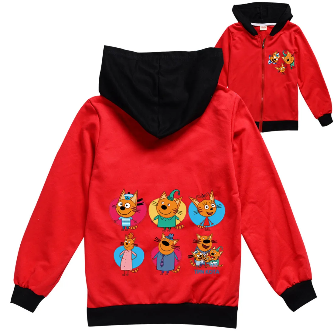 Children Kid-e-cats Hoodie Kids TpnkoTa Three Kittens Clothes Baby Girls Spring Autumn Jacket Boys Hoody Zipper Outerwear Jumper