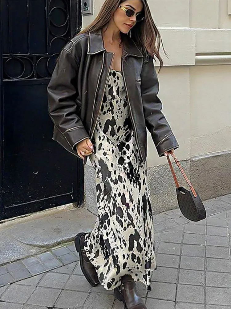 

Vintage Print Long Dress For Women Summer Sexy Sleeveless Spaghetti Strap O Neck Female Fashion Slim Straight Dresses 2025 New