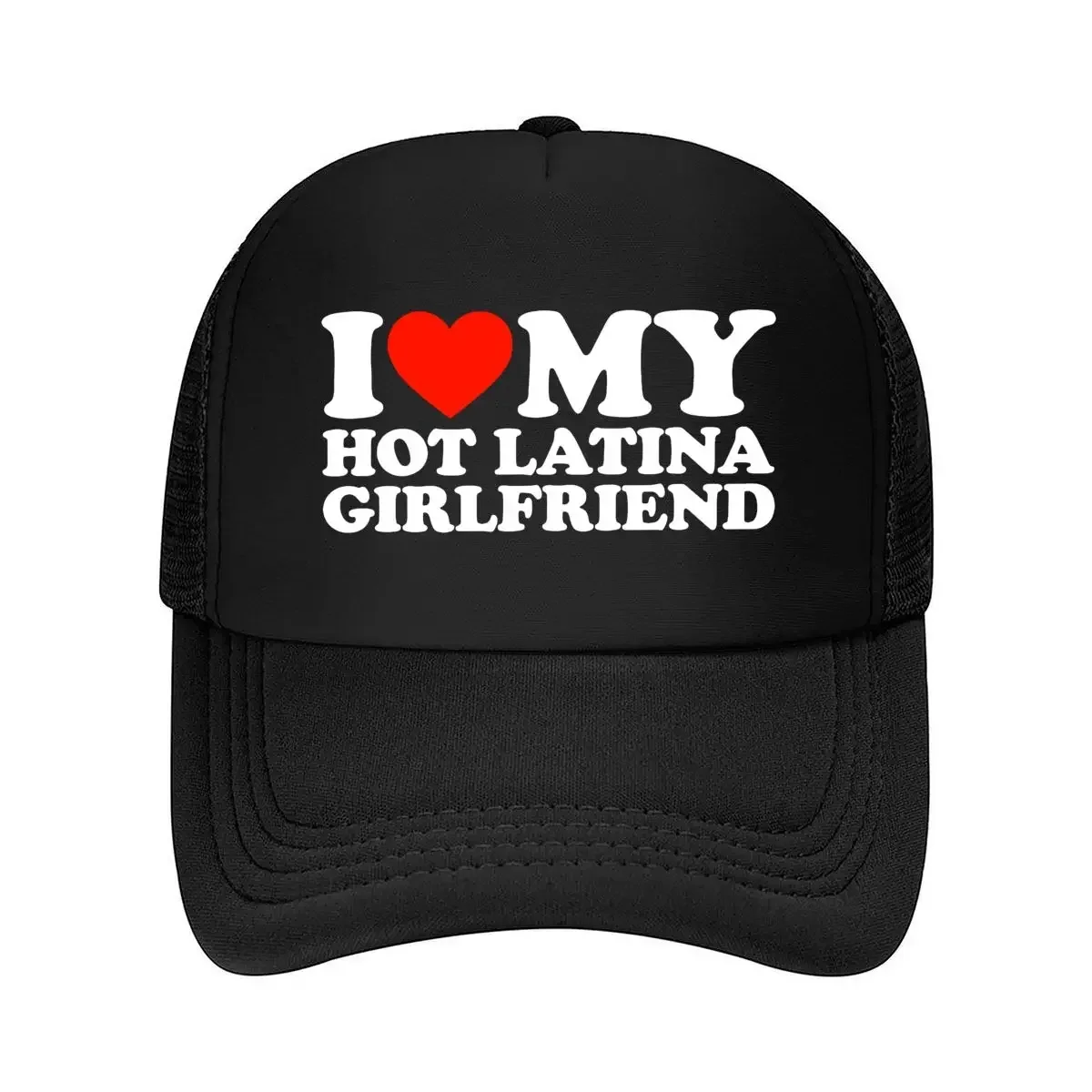 New “I Love My Hot Latina Girlfriend” - Bold Declaration, Celebrating Romantic Affection Playfully Mesh Baseball Cap