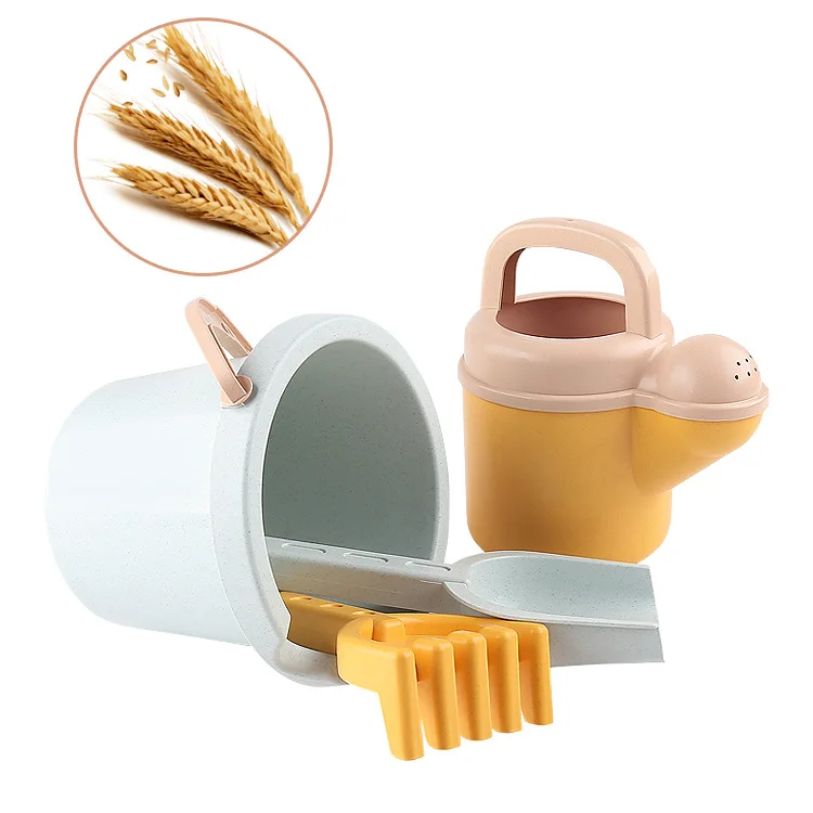 Beach toy wheat straw beach bucket set can hold sand dredging tools water flowers outdoor wheat straw toys