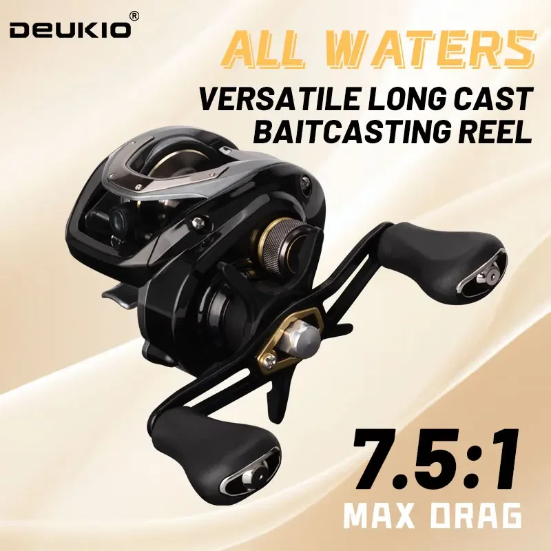 DEUKIO 195g Ultraleichte Baitcasting-Rolle Angelrolle 7,5:1 Übersetzungsverhältnis Salzwasser 4+1BB 7KG Bremskraft Baitcaster