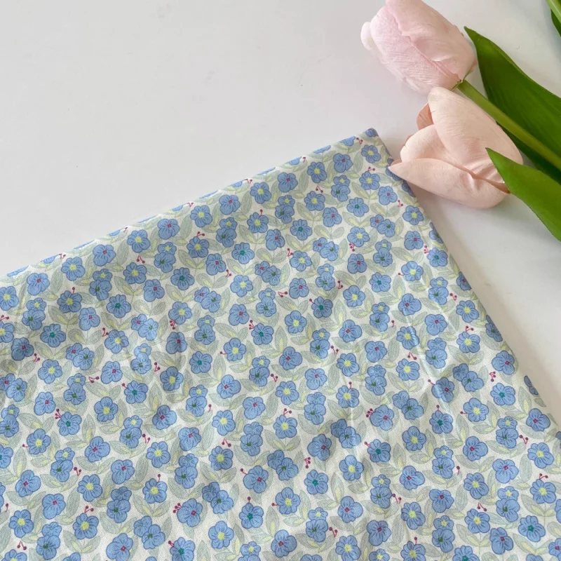 

Blue floral polyester fabric clothing, tablecloths, throw pillows, dresses homemade fabric