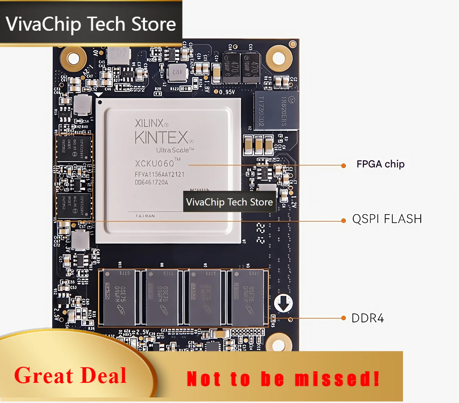 Плата VivaChip TechXilinx Kintex UltraScale FPGA Core Board XCKU060 ACKU060