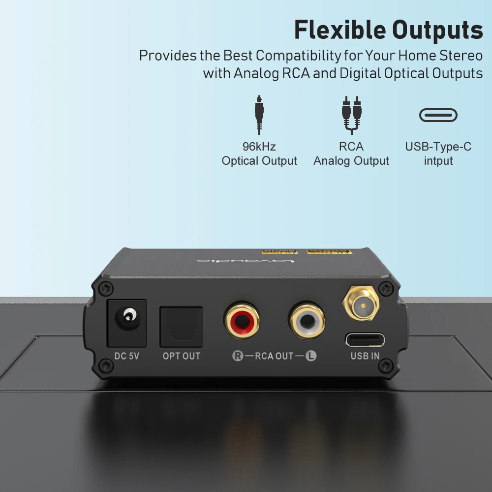 Imagem -03 - Receptor Bluetooth Es9018k2m Dac Usb c Alta Fidelidade Decodificador de Áudio Bluetooth 5.1 Qcc5125 Ldac Aptx-hd 24bit 96khz Amplificador 1mii Ds220