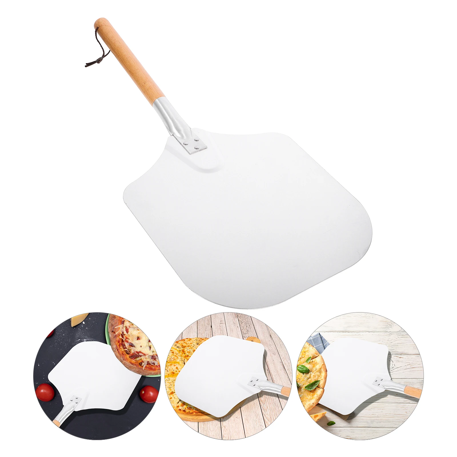 

Pizza Spatula Square Shovel 40CM Wooden Handle Pizza Transfer Shovel Aluminum Baking Tool for Home Kitchen Use