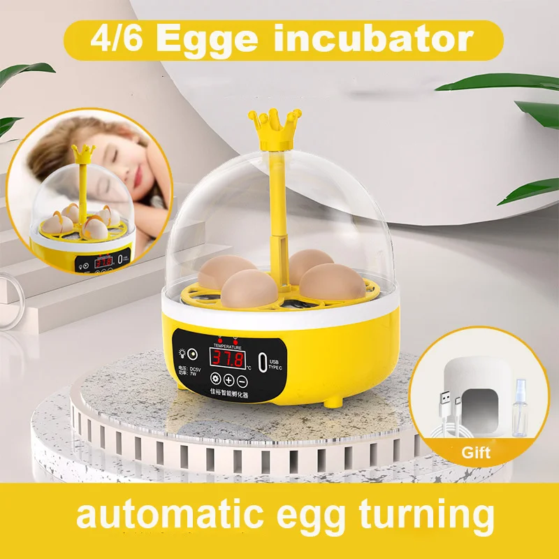 

4 Egg 6 Egg Automatic Incubator Hatcher Brooder with Turn Mini Household Egg Incubator Machine Quail Chicken Duck Home Brooder