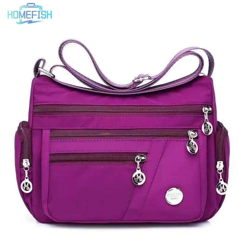 HOMEFISH Ladies' Neutral Nylon Fabric Crossbody Bag with Oxford Cloth Shoulder Strap Multi-Compartment Travel Casual Handbag image 2