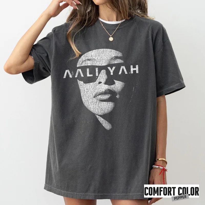 Aaliyah R&B Music Icon T-Shirt, 90er-Jahre-Retro-Baumwoll-T-Shirt, Sommer-Baumwoll-T-Shirt für Herren und Damen – Detail 3