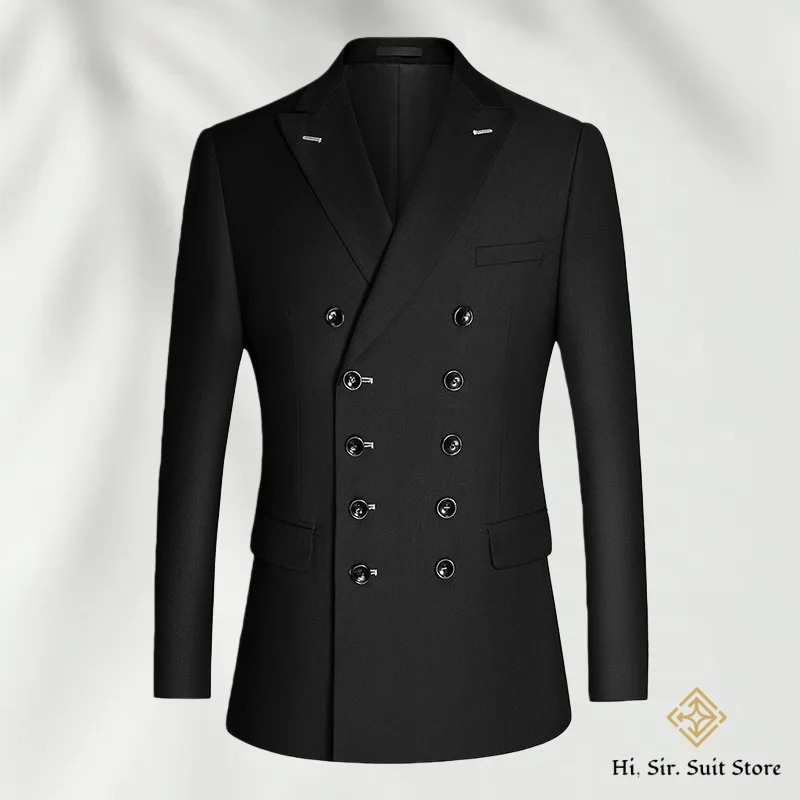 

Мужской двубортный пиджак, профессиональная деловая повседневная верхняя одежда, модный экспортный стиль, приталенный крой темно-синего, черного, серого цвета