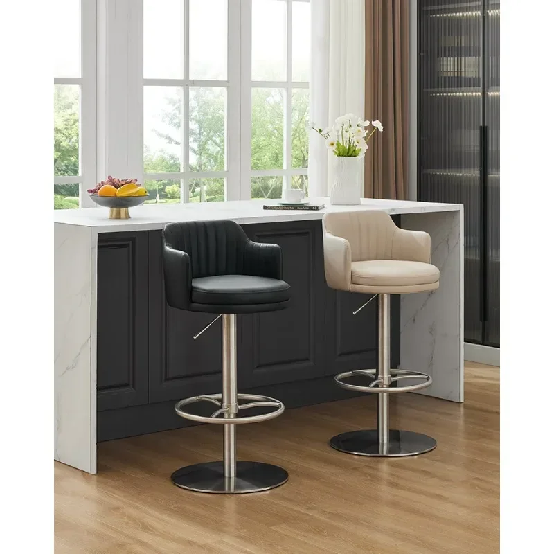 Bar chair lifting and rotating stable, firm and durable, stainless steel silver high stool