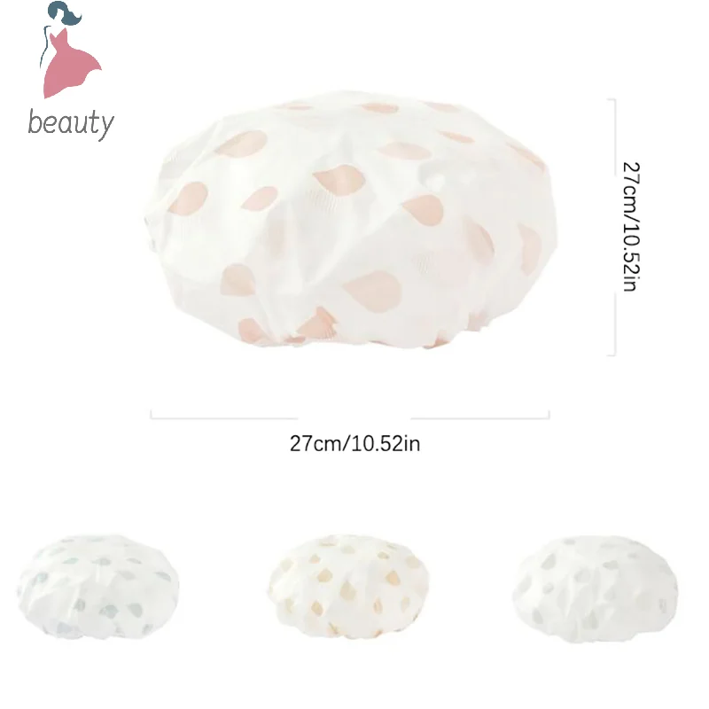 Gorro de baño con estampado de lazo para mujer, gorro de baño grueso, resistente al agua y con humo de aceite, suministros de peluquería para Spa, accesorios de baño, 1 piezas