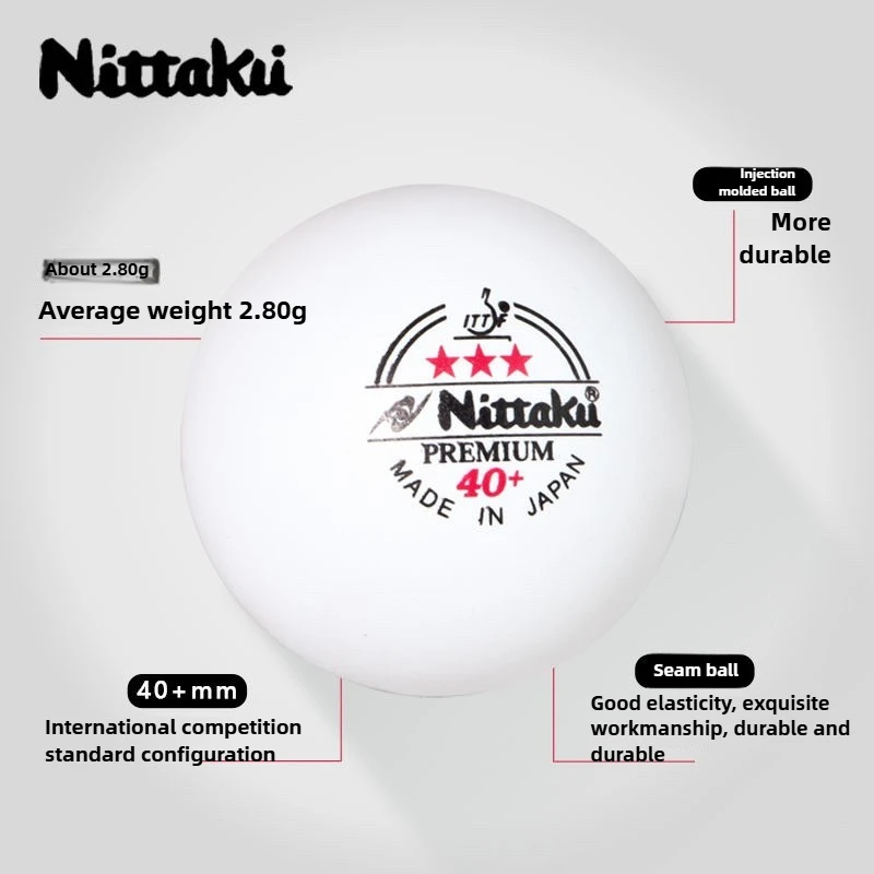 Nittaku 3-Star 40+ كرات تنس الطاولة مادة ABS ملحومة كرات بينج بونج المهنية المميزة للمنافسة 3 كرات/1 صندوق