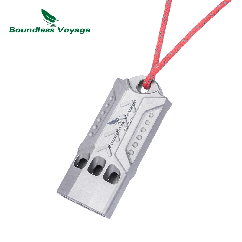 Boundless Voyage Titanium Whistle, Emergency Survival Safety Whistles for Outdoor Camping Hiking Coaches Training Sports