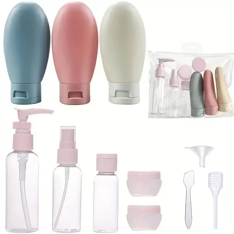 Bouteille rechargeable de voyage Portable en Silicone, outil de sous-embouteillage vide, récipient liquide, Spray, Lotion, shampoing, douche, parfum, 11 pièces