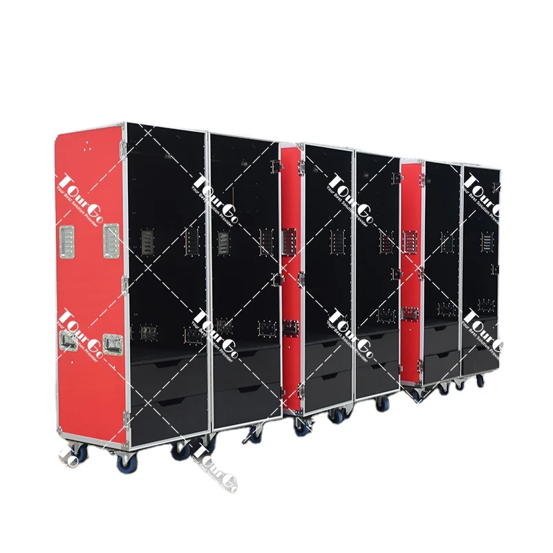 Custom ATA Mobile Red Wardrobe Flight Cases Heavy Duty  Wardrobe Drawer Tour Storage Case