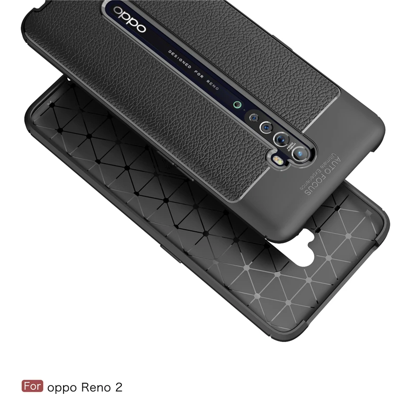 Wolfrule For Case Oppo Reno 2 Case Fashion Lichee Style Silicone Rugged Hybrid Cover For Oppo Reno2 Cover Reno 2 Case 6.5 inch