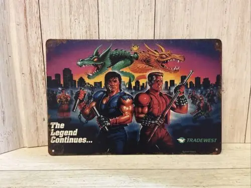 Double Dragon Metallposter, Blechschild, Man Dave, Spielzimmer, Wanddekoration, Aluminium-Blechschild
