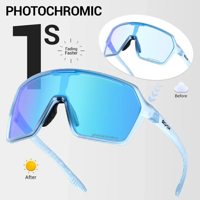 SCVCN Fotochromowe okulary rowerowe MTB Okulary rowerowe Outdoor Road Bike Kolarstwo UV400 Okulary Mężczyźni Kobiety Rower Sport Piesze wycieczki 2024 — zdjęcie 4